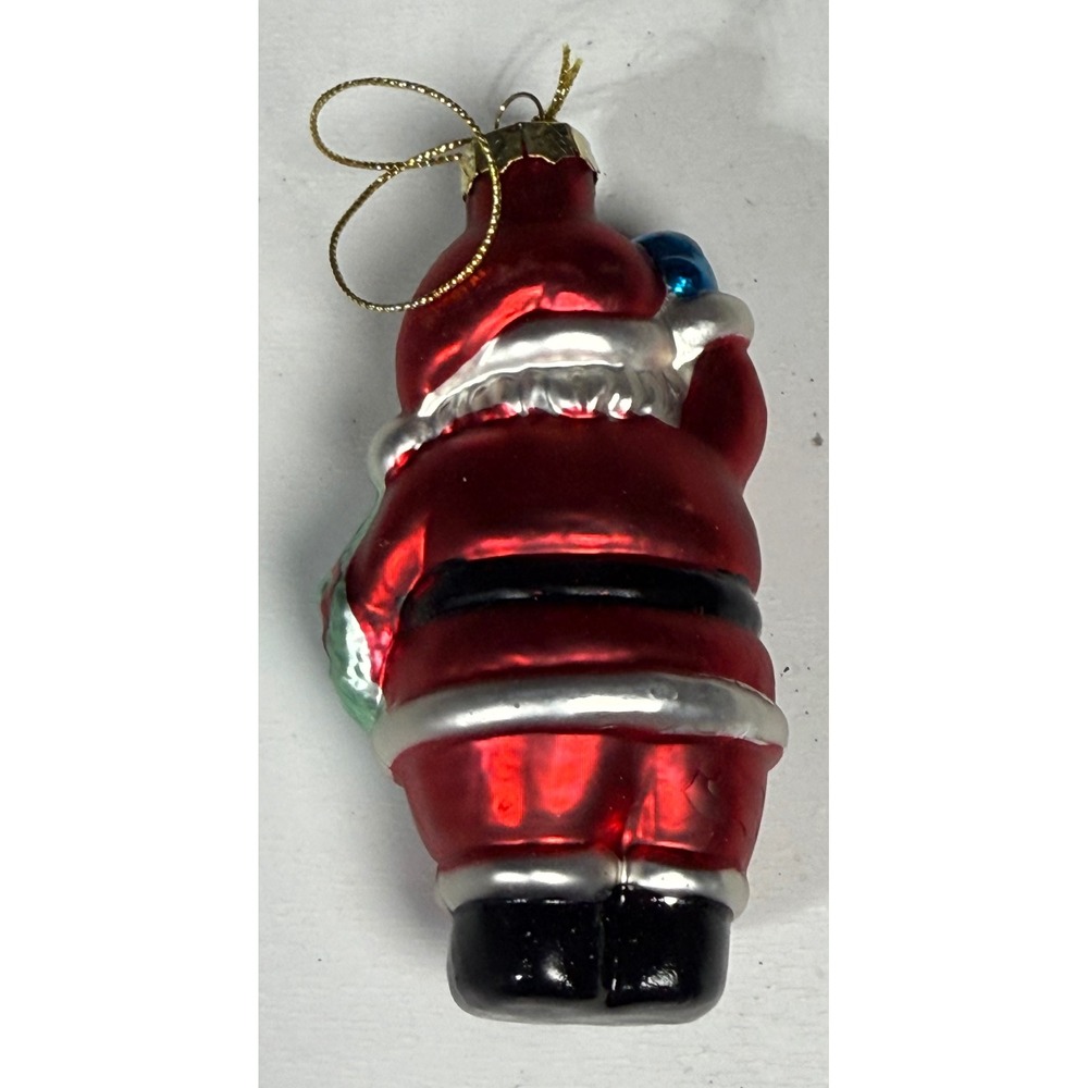 Christmas House Blown Glass Santa Claus Ornament Wreath Bag Hanging Decor VTG - Picture 3 of 10